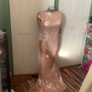 SALE $60 NWT Babyonline Maxi Column Sequin Gown Mermaid Train Bodycon Sz Sm/0-2?